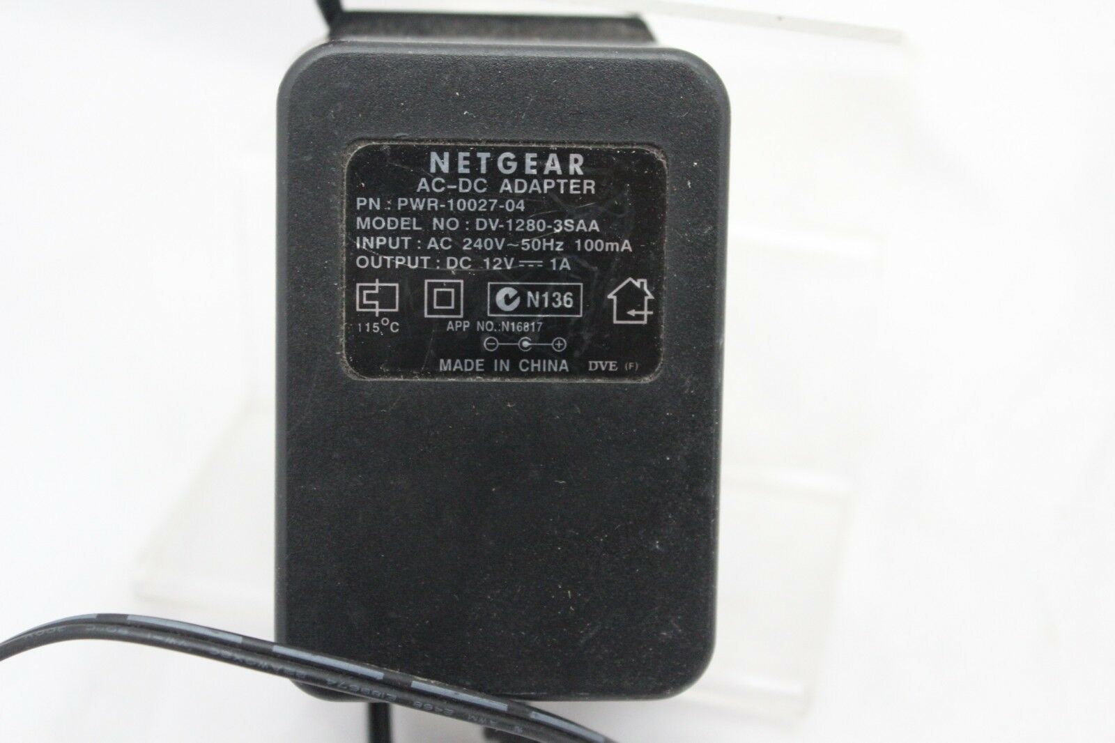 NEW NETGEAR DV-1280-3SAA 12V 1A PWR-10027-04 AC-DC Adapter Charger